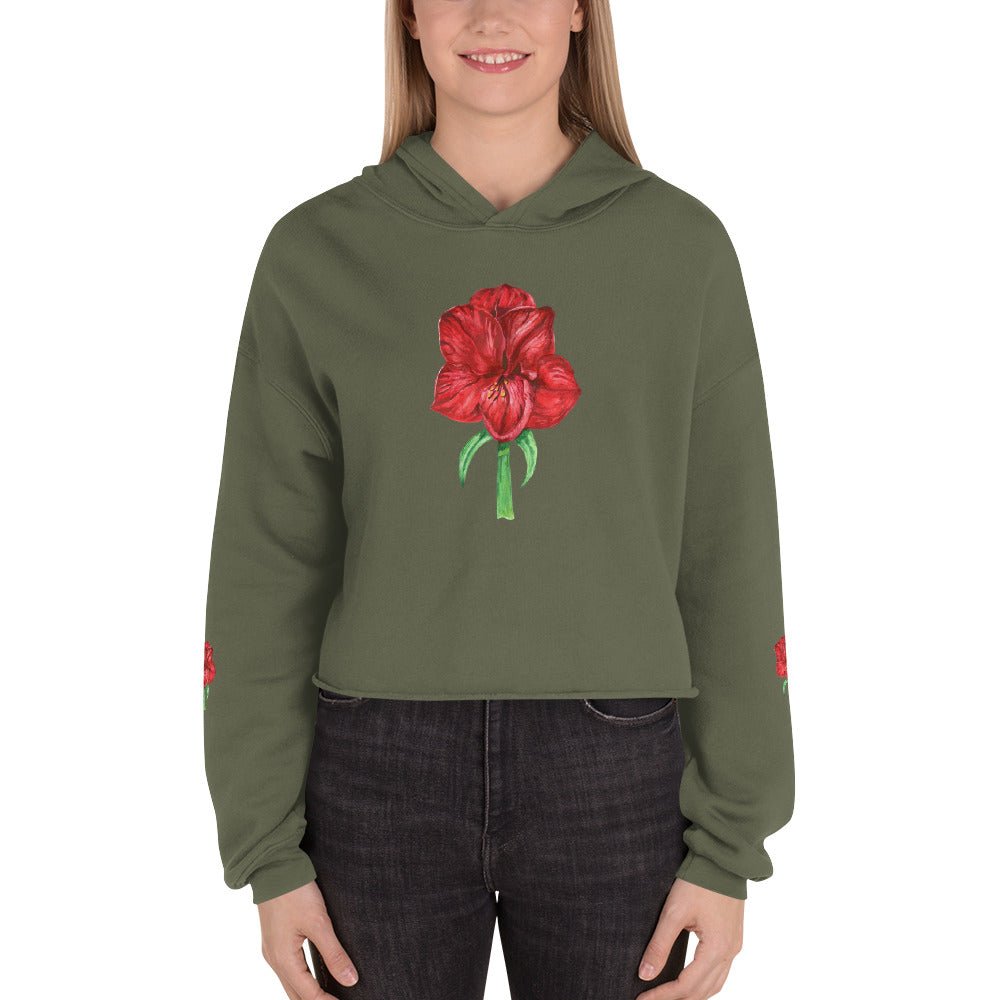 Crop Top Hoodie Amaryllis Live Life in Full Bloom