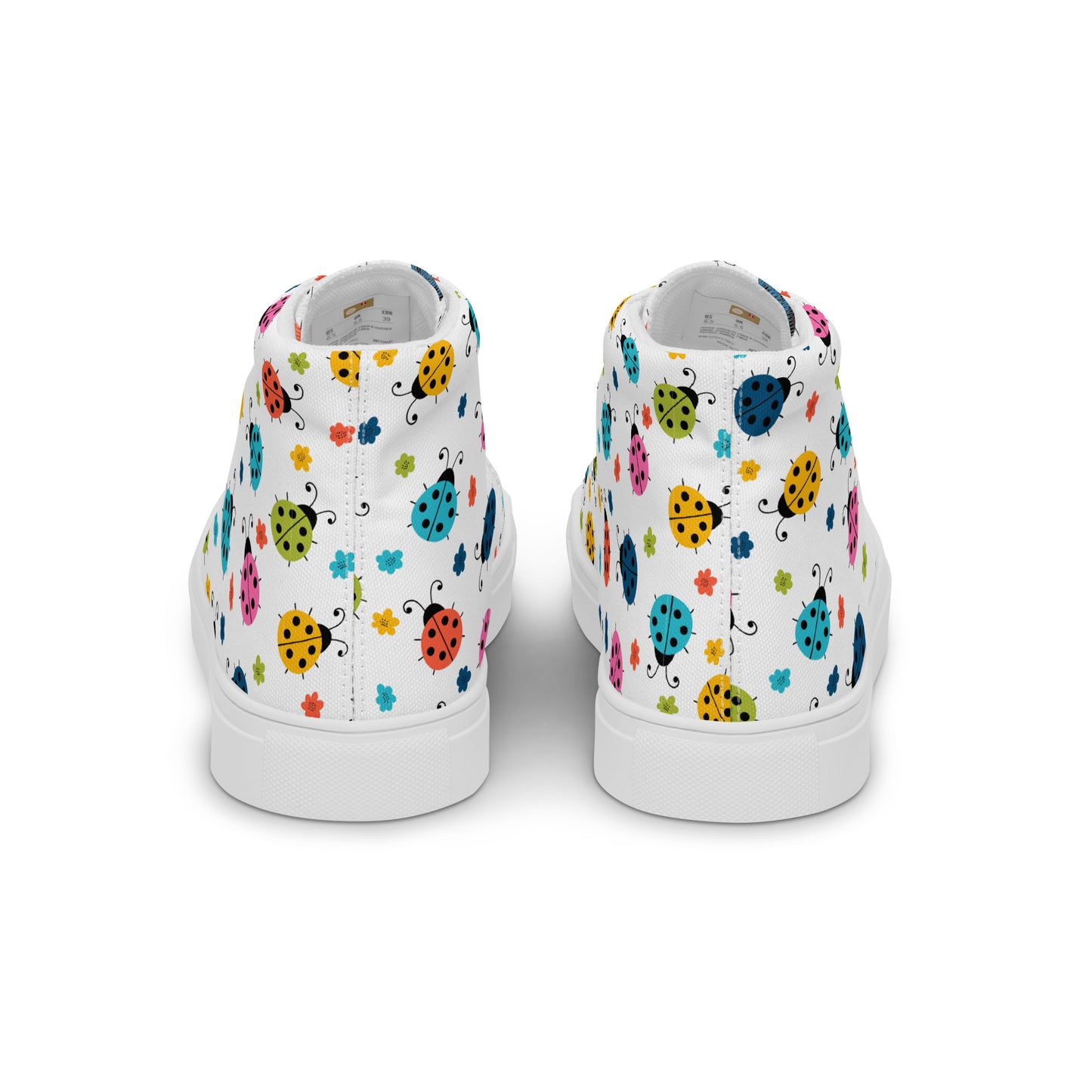 Women’s High Top Canvas Shoes Seamless Ladybug Pattern