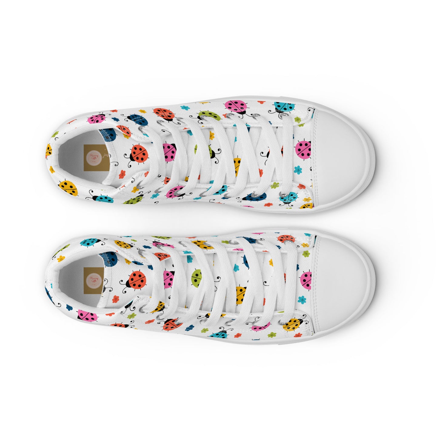 Women’s High Top Canvas Shoes Seamless Ladybug Pattern