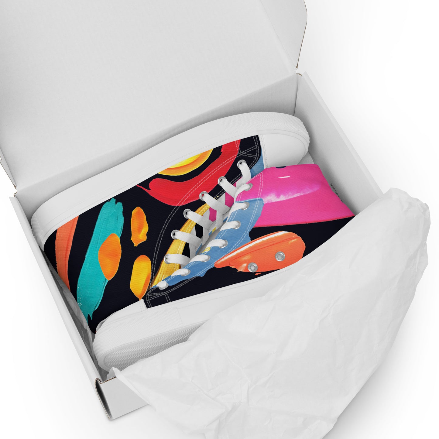 Women’s High Top Canvas Sneakers Colourful Watercolour Pattern