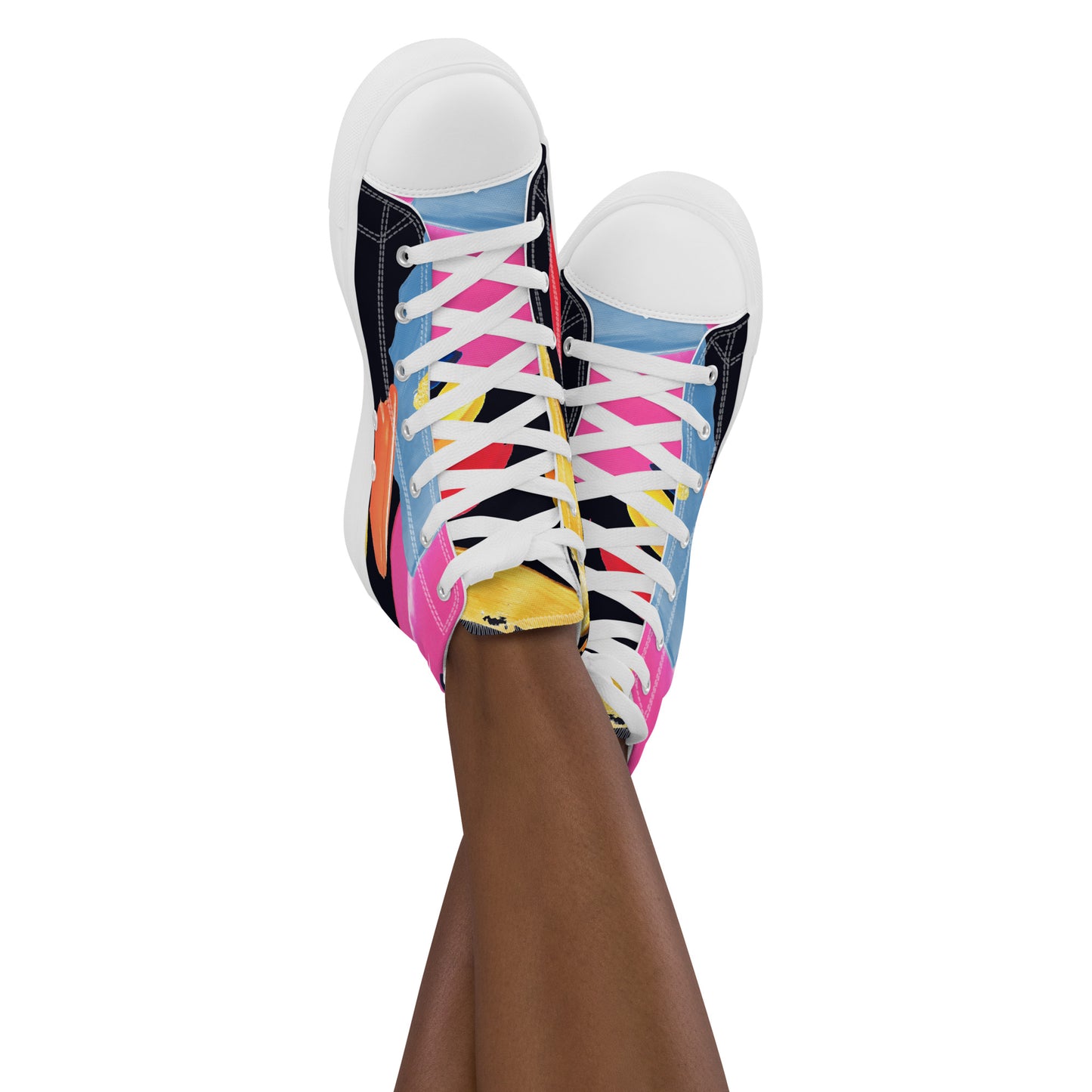 Women’s High Top Canvas Sneakers Colourful Watercolour Pattern