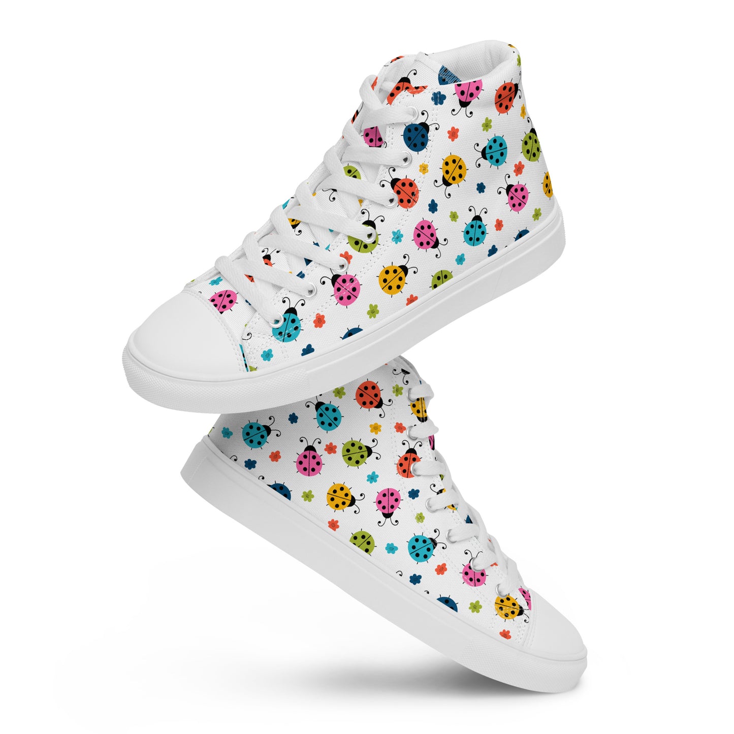Women’s High Top Canvas Shoes Seamless Ladybug Pattern