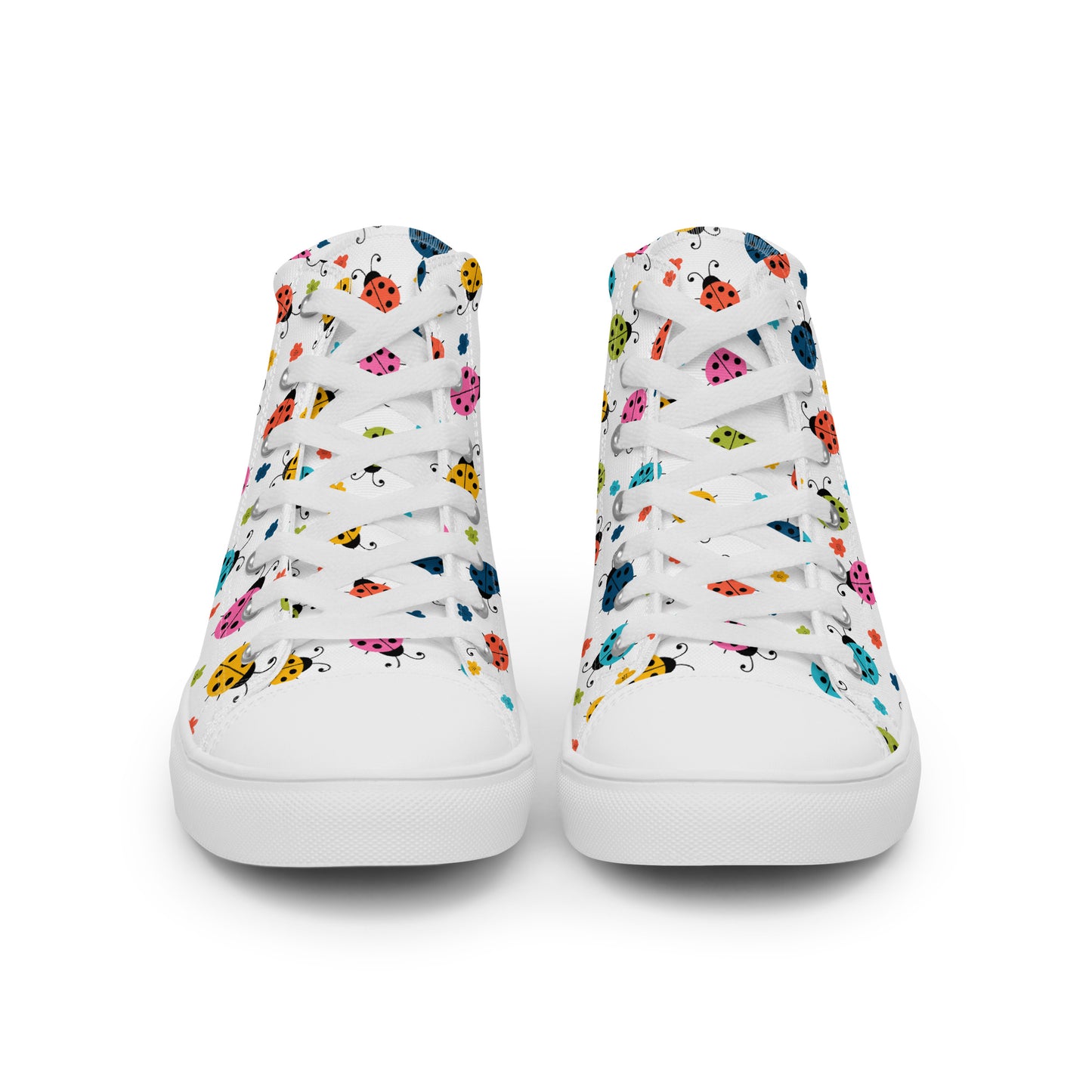 Women’s High Top Canvas Shoes Seamless Ladybug Pattern