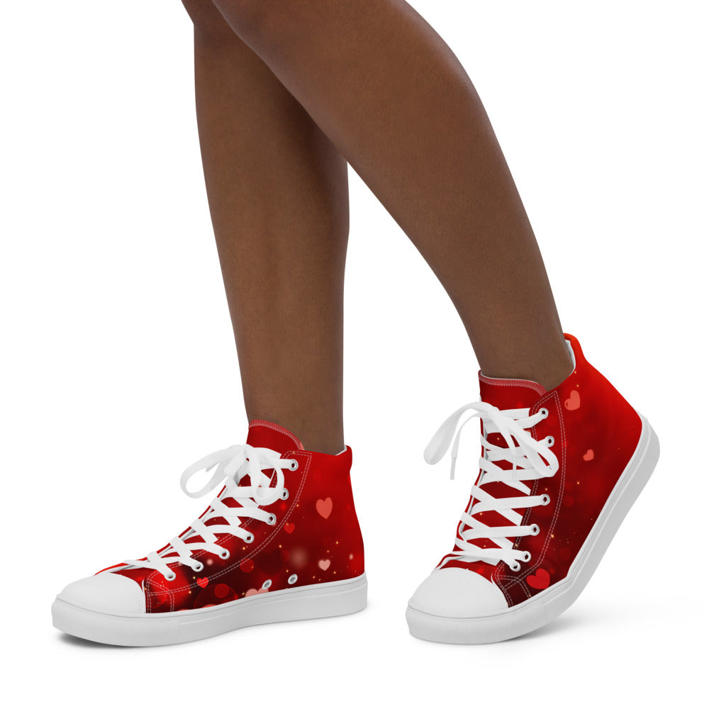 Valentine's Hearts Women’s High Top Canvas Shoes
