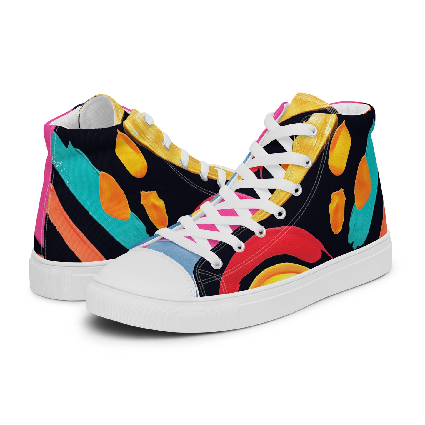 Women’s High Top Canvas Sneakers Colourful Watercolour Pattern