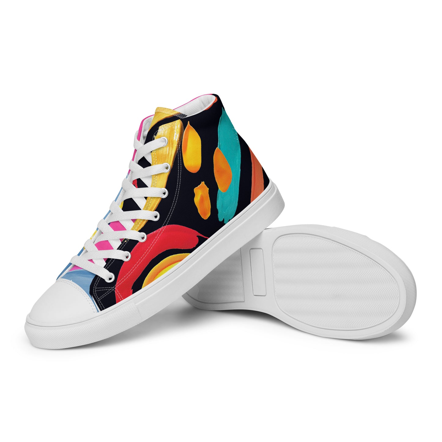 Women’s High Top Canvas Sneakers Colourful Watercolour Pattern