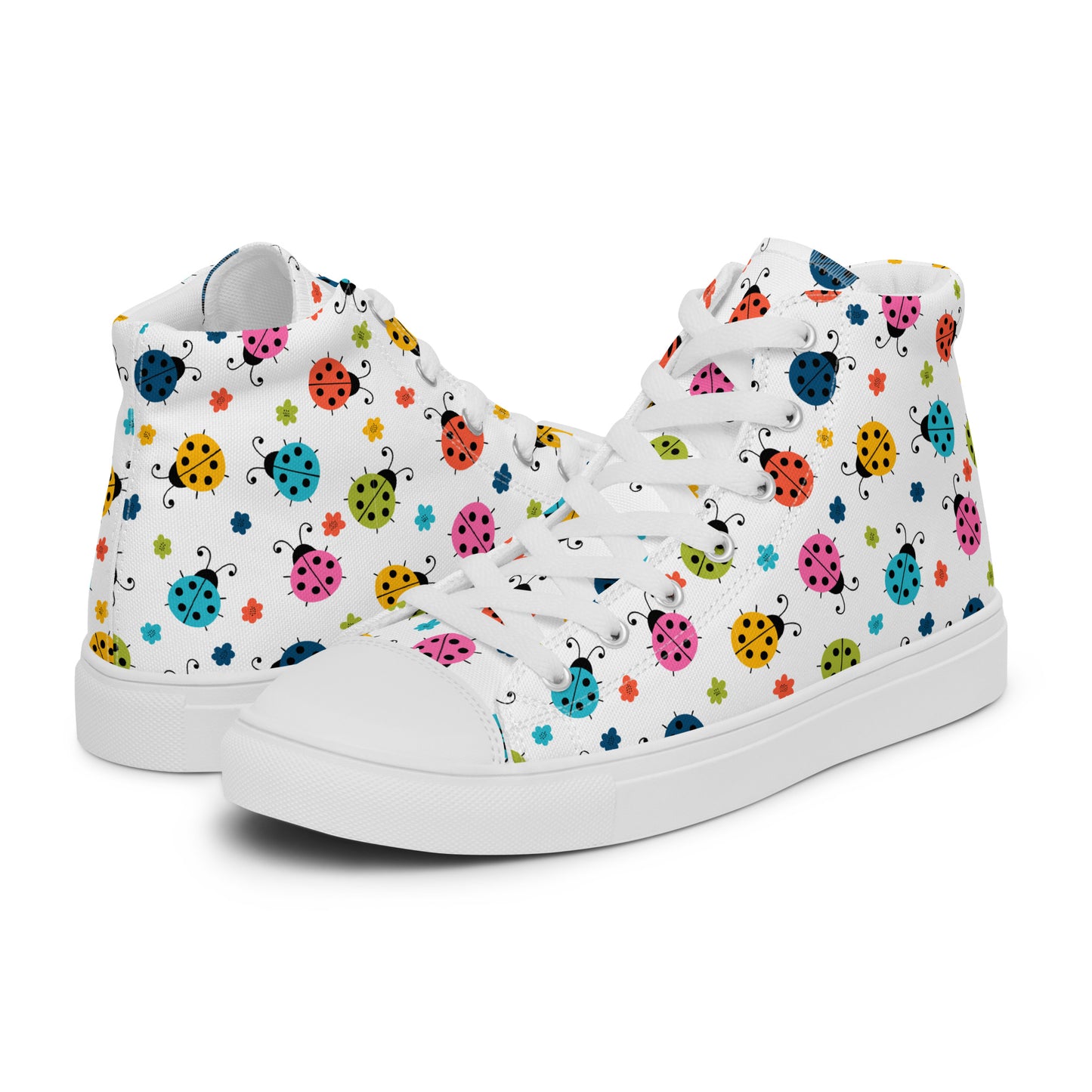 Women’s High Top Canvas Shoes Seamless Ladybug Pattern