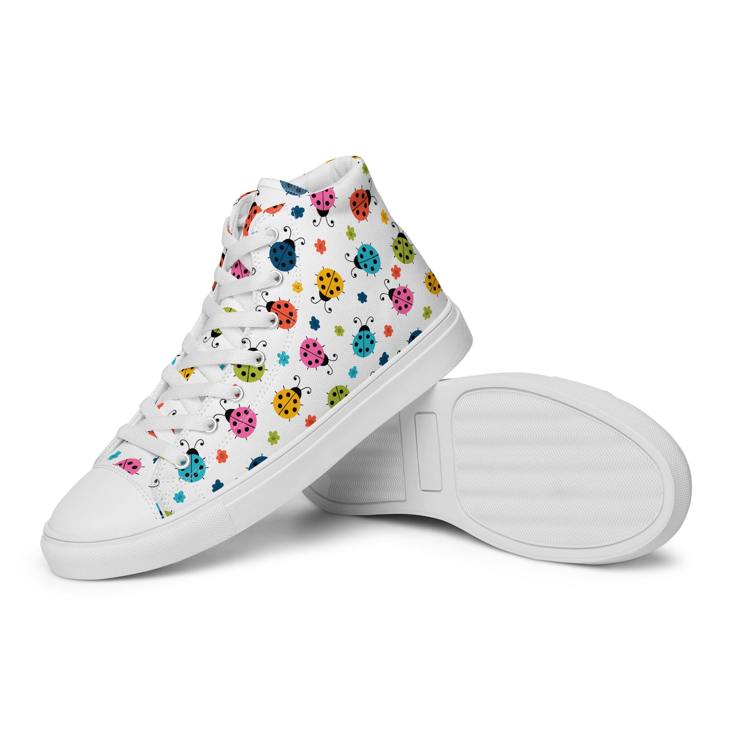 Women’s High Top Canvas Shoes Seamless Ladybug Pattern