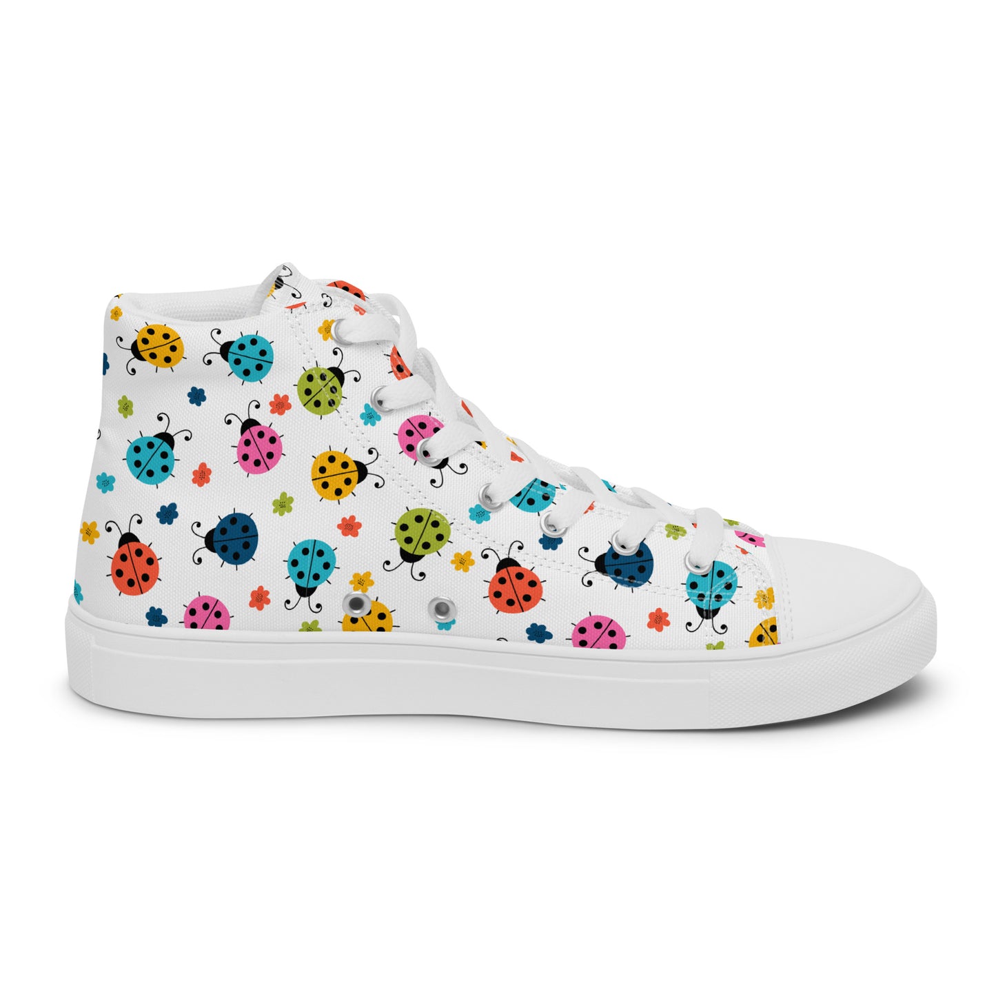 Women’s High Top Canvas Shoes Seamless Ladybug Pattern