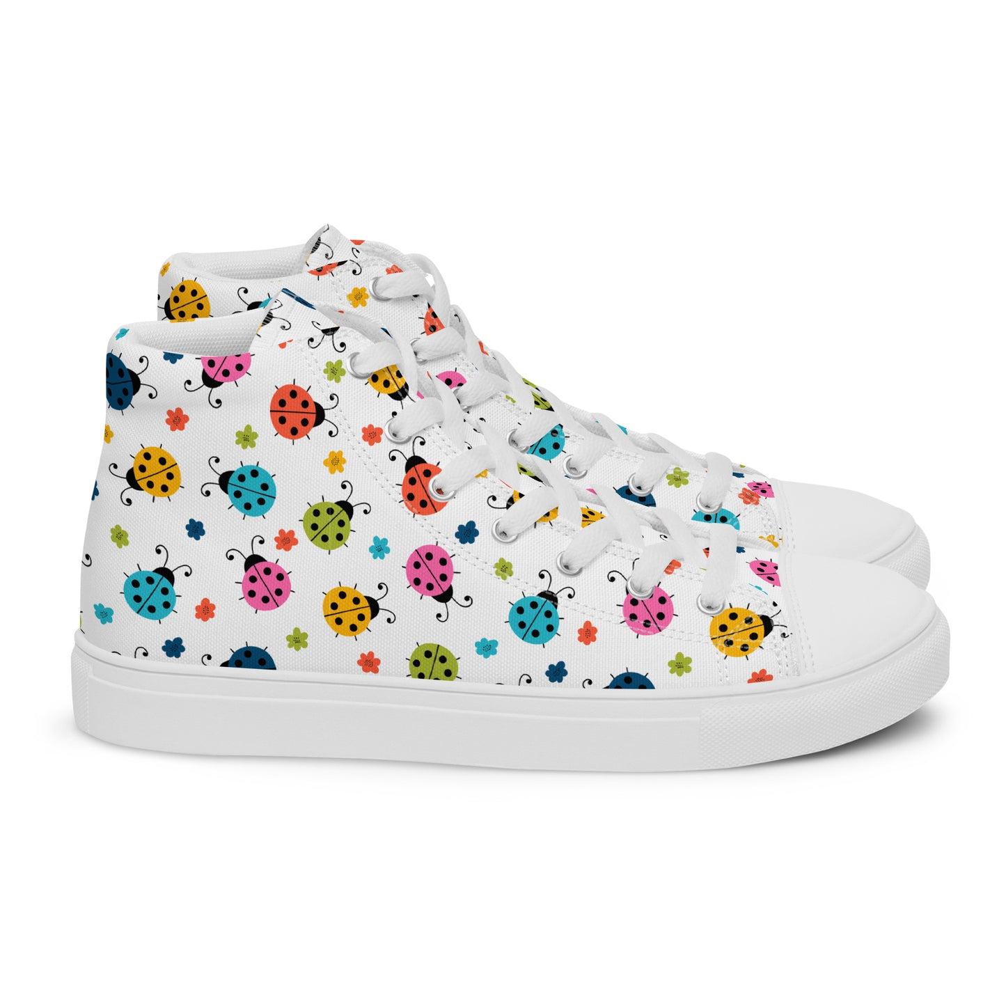 Women’s High Top Canvas Shoes Seamless Ladybug Pattern