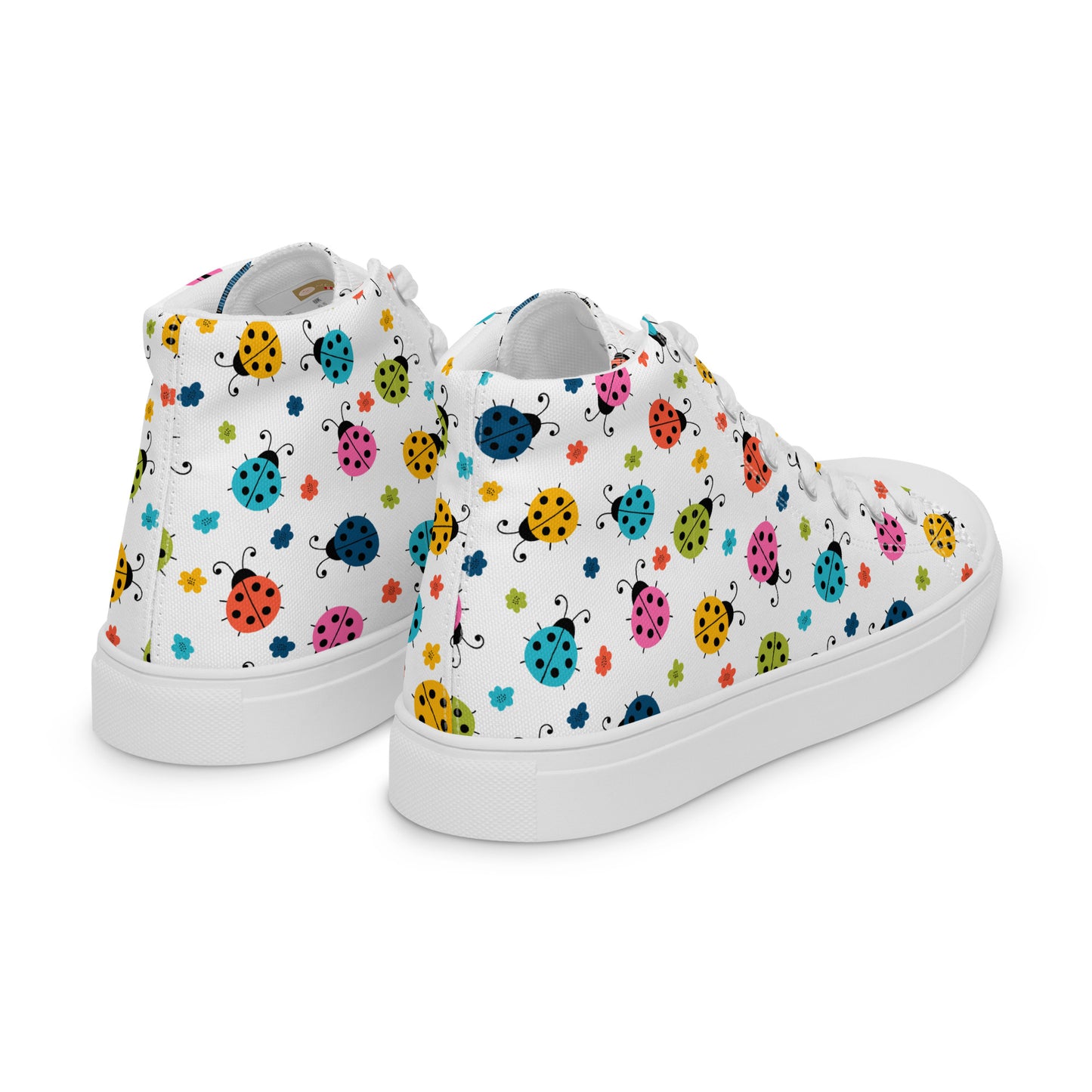 Women’s High Top Canvas Shoes Seamless Ladybug Pattern