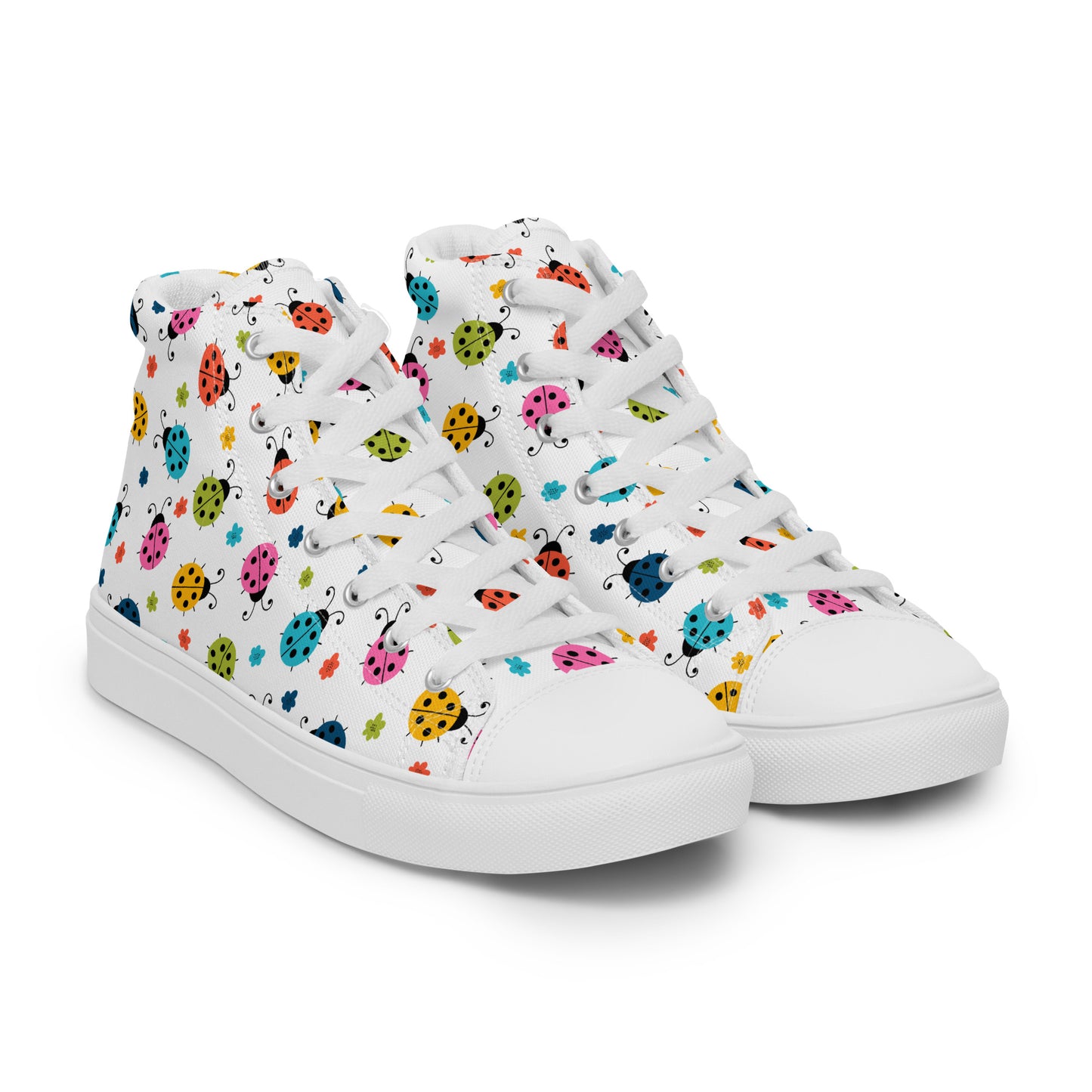 Women’s High Top Canvas Shoes Seamless Ladybug Pattern