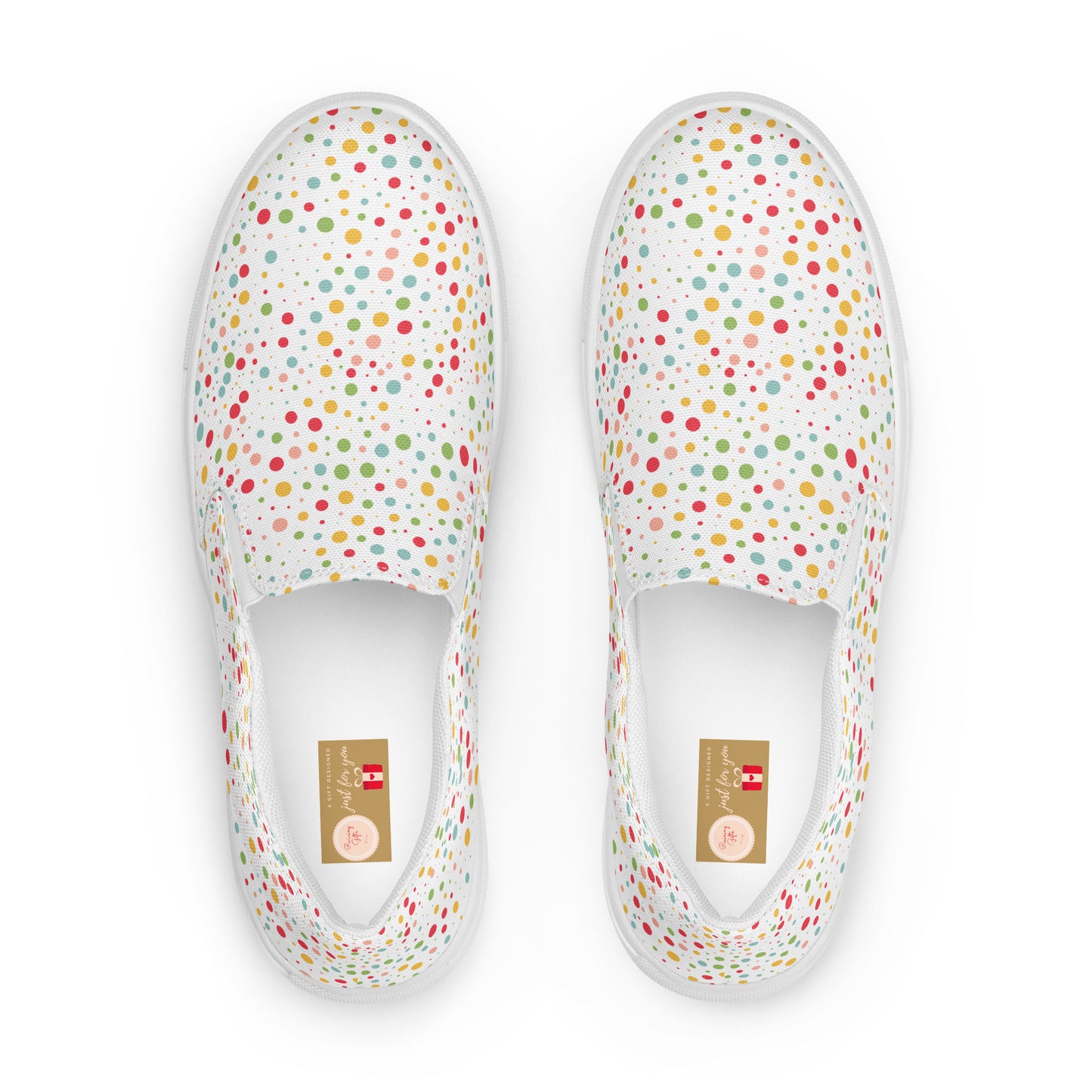 Women’s Retro Colourful Polka Dots Pattern Slip-on Canvas Shoes