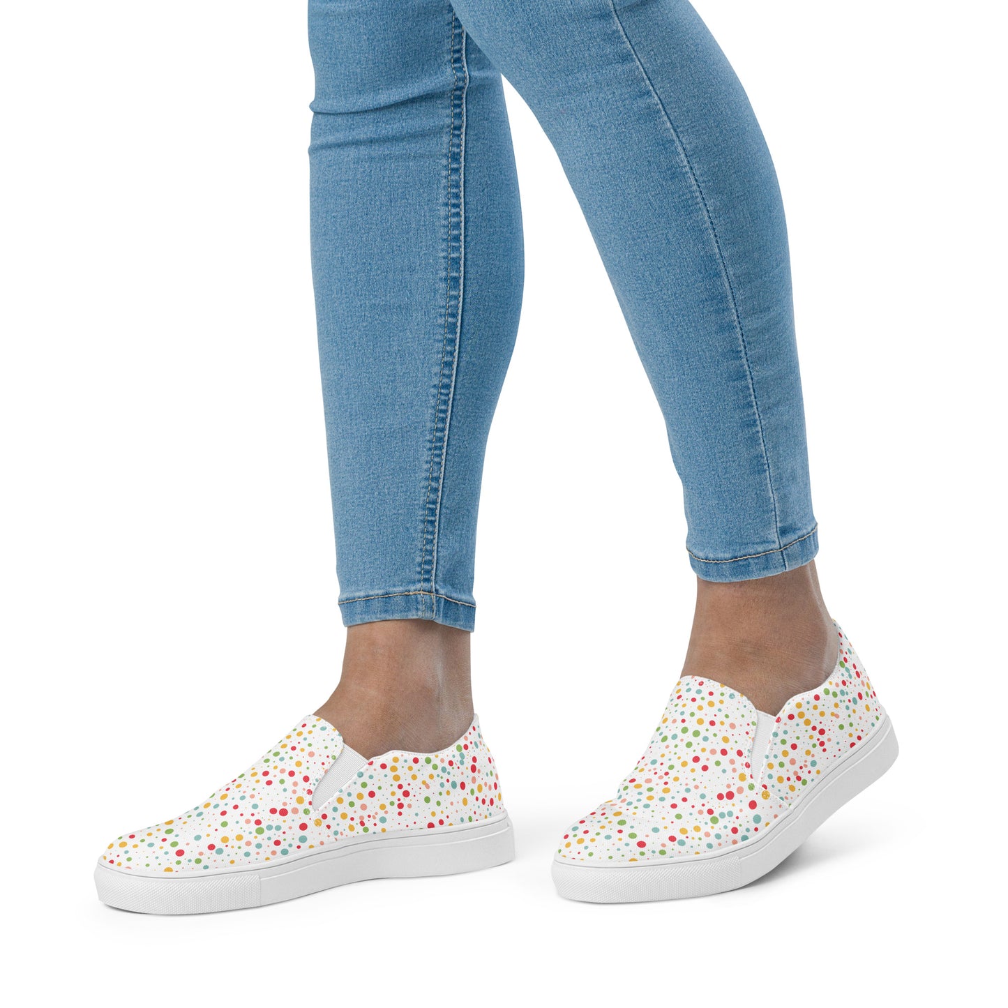 Women’s Retro Colourful Polka Dots Pattern Slip-on Canvas Shoes