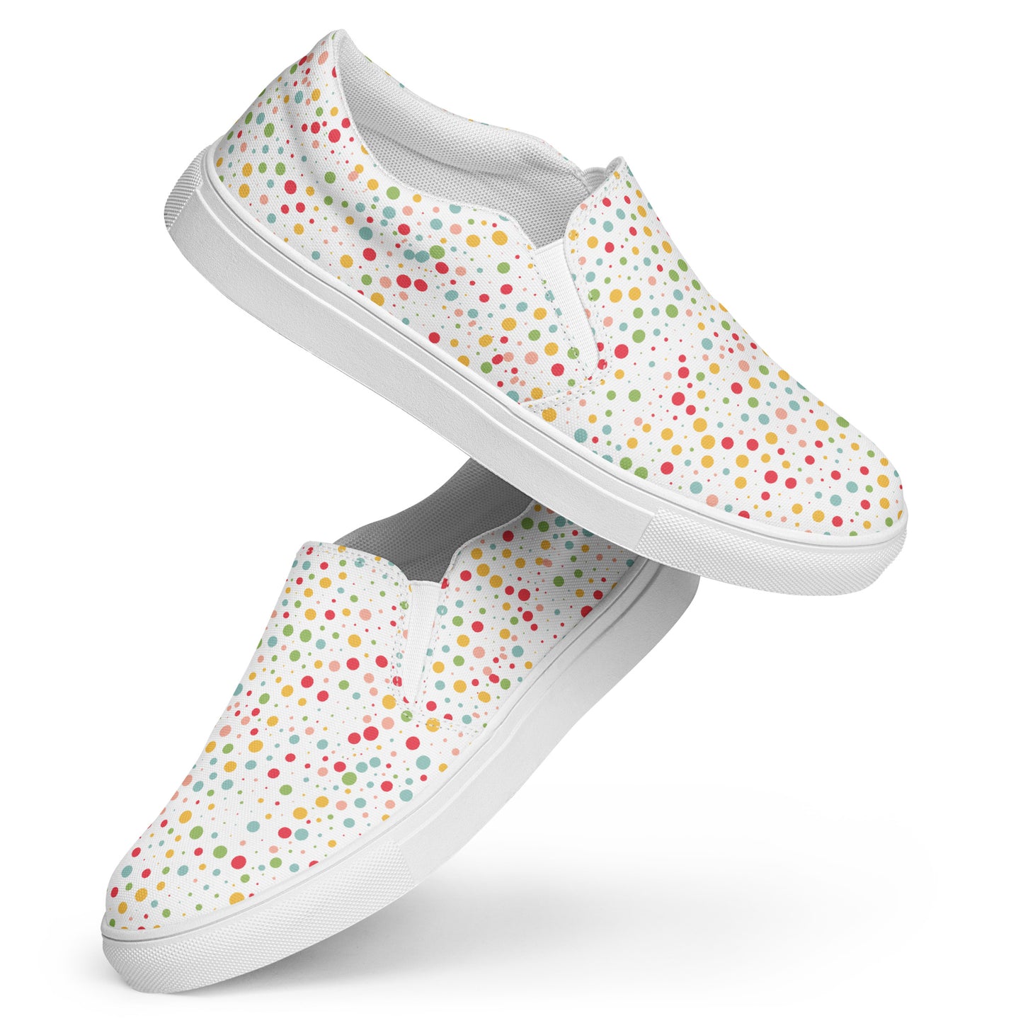 Women’s Retro Colourful Polka Dots Pattern Slip-on Canvas Shoes