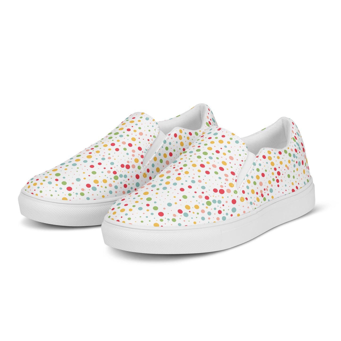 Women’s Retro Colourful Polka Dots Pattern Slip-on Canvas Shoes