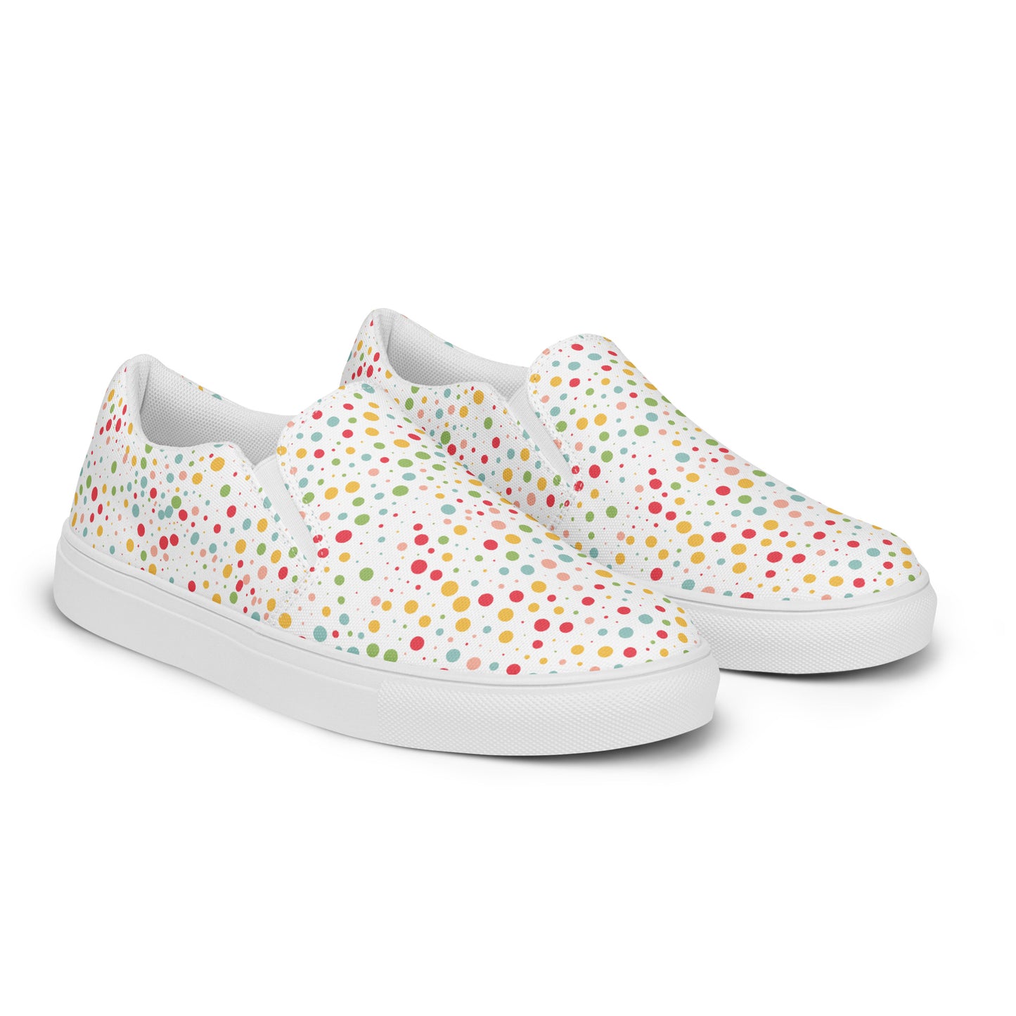 Women’s Retro Colourful Polka Dots Pattern Slip-on Canvas Shoes